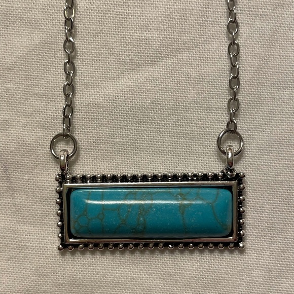 Faux Turquoise Bar Necklace - Picture 5 of 10